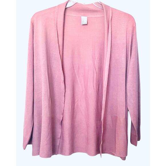 NO MFG. TAG LONG SLV OPEN-FRONT LIGHTWEIGHT CARDIGAN/SWEATER, WOMENS, 16, PINK - Picture 1 of 12